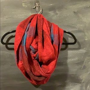 Red and blue sweater plaid infinity scarf